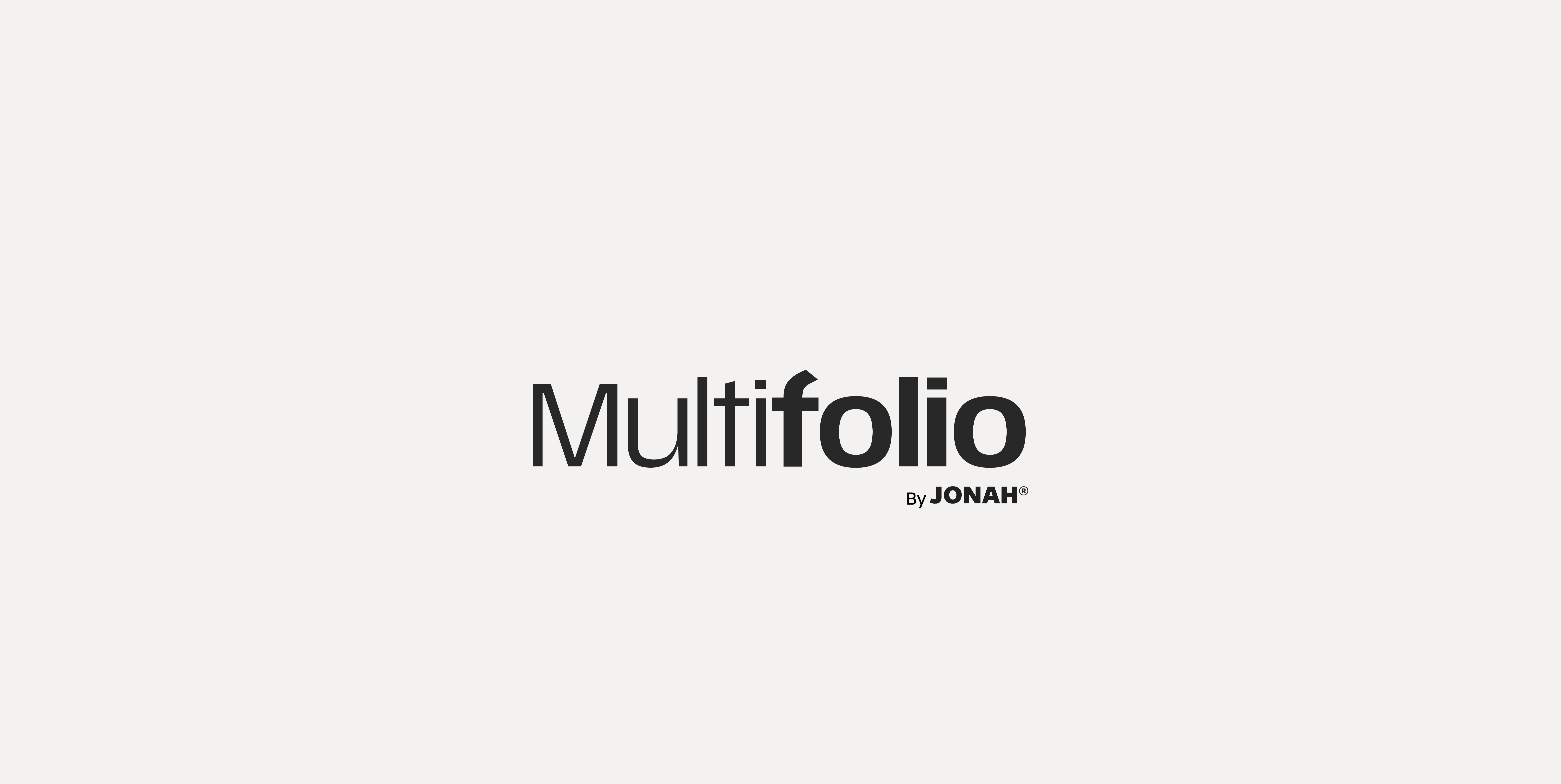 Multifolio by Jonah Logo with a off-white background.