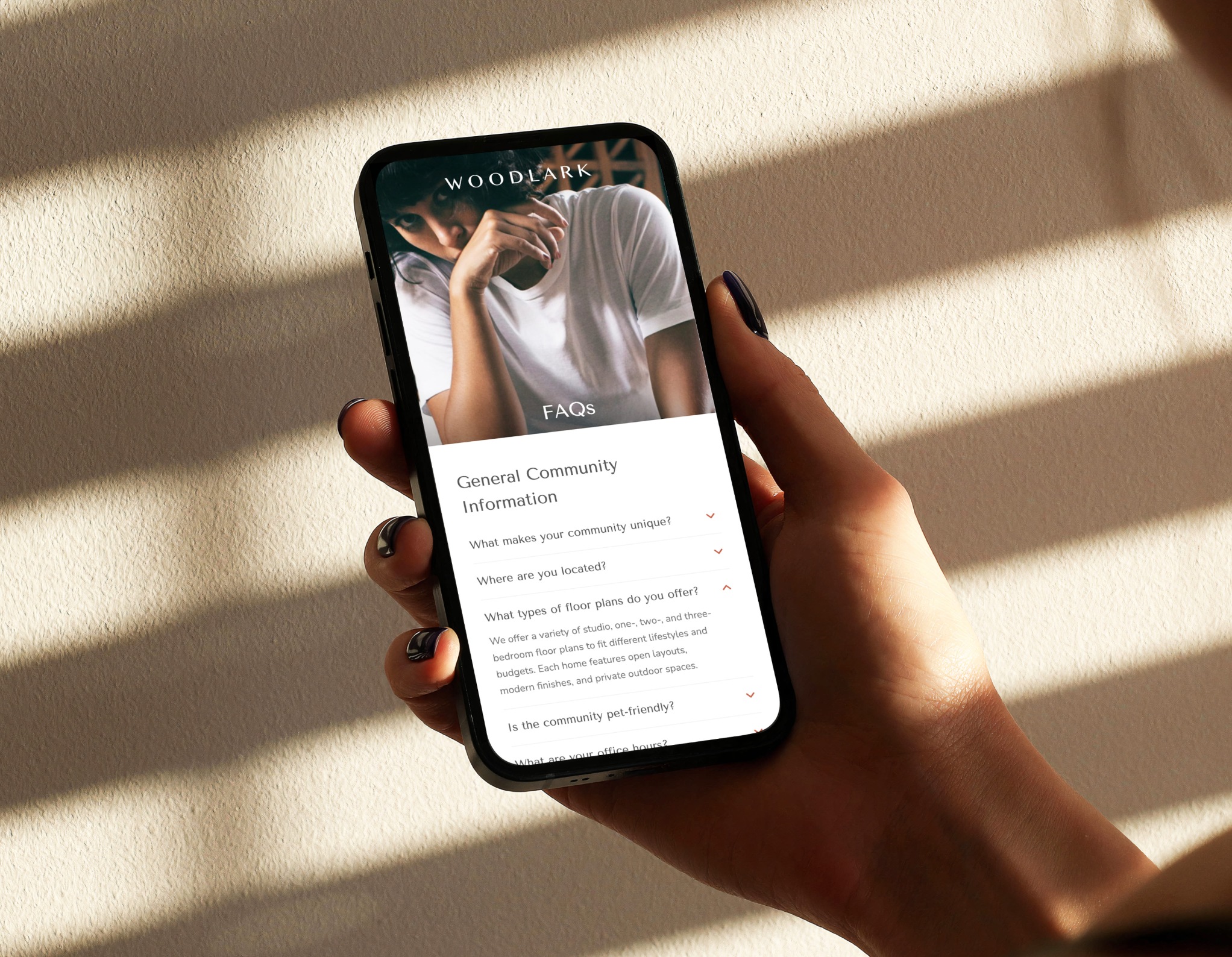 mobile device displaying Jonah's FAQ Page