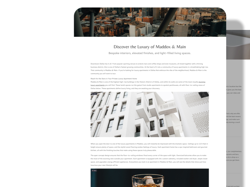 Jonah's Subpage Manager add-on for Multifamily websites. Two screenshots showcasing two different layouts of Jonah's Subpage Manager.
